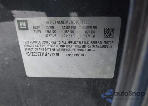 2017 Chevrolet Malibu 1Lt z USA, uszkodzony, nr VIN 1G1ZE5ST7HF173979